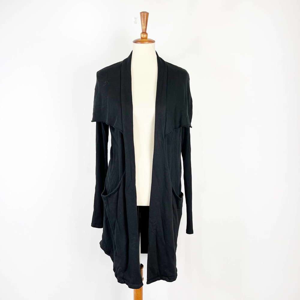 LA Made black cardigan open front sweatshirt ribbed size Medium